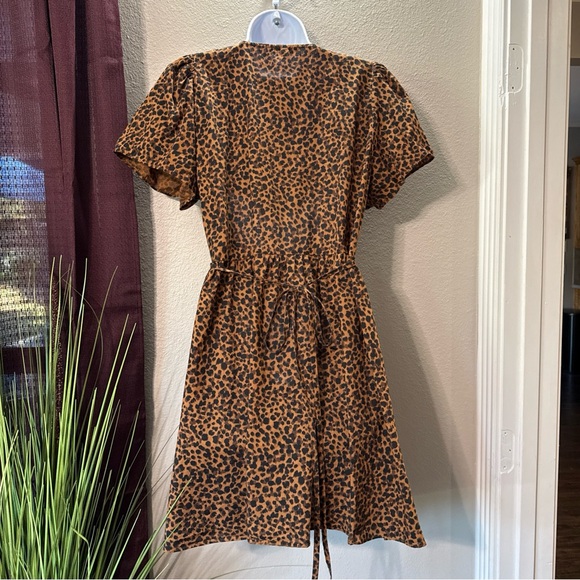 #702 Madewell flutter sleeve animal print wrap dress size large - Picture 9 of 13